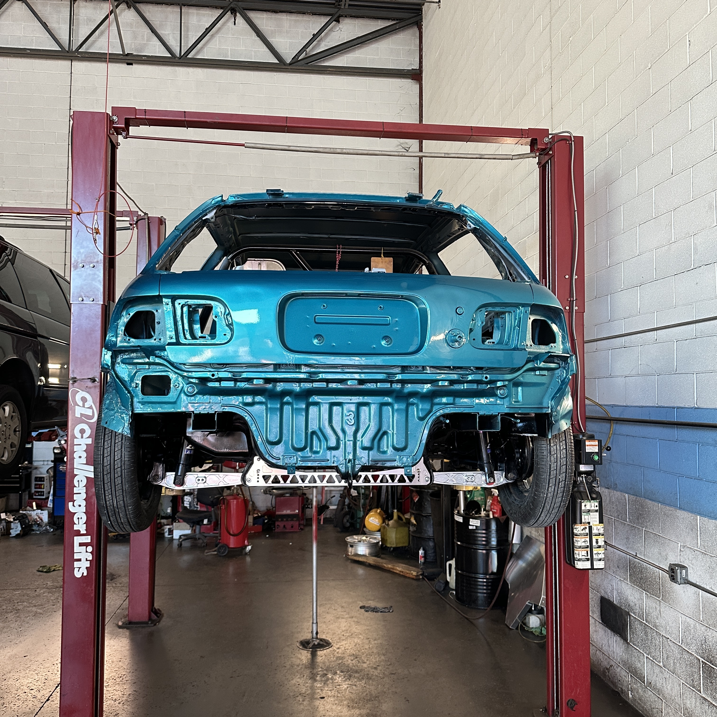 Race car on car lift
